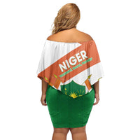 Niger Republic Day Off Shoulder Short Dress Coat Of Arms With Dama Gazelle - Wonder Print Shop