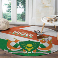 Niger Republic Day Round Carpet Coat Of Arms With Dama Gazelle