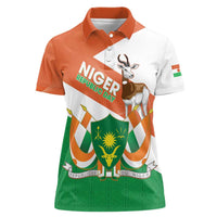 Niger Republic Day Women Polo Shirt Coat Of Arms With Dama Gazelle - Wonder Print Shop
