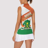 Niger Republic Day Women Sleeveless Polo Shirt Coat Of Arms With Dama Gazelle - Wonder Print Shop