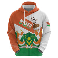 Niger Republic Day Zip Hoodie Coat Of Arms With Dama Gazelle - Wonder Print Shop