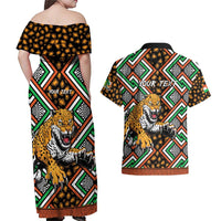 Personalized Niger Couples Matching Off Shoulder Maxi Dress and Hawaiian Shirt Leopard Ankara African Pattern - Wonder Print Shop