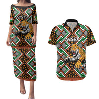 Personalized Niger Couples Matching Puletasi and Hawaiian Shirt Leopard Ankara African Pattern - Wonder Print Shop