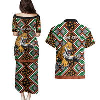 Personalized Niger Couples Matching Puletasi and Hawaiian Shirt Leopard Ankara African Pattern - Wonder Print Shop
