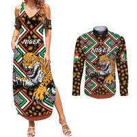 Personalized Niger Couples Matching Summer Maxi Dress and Long Sleeve Button Shirt Leopard Ankara African Pattern - Wonder Print Shop
