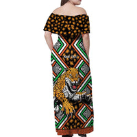 Personalized Niger Family Matching Off Shoulder Maxi Dress and Hawaiian Shirt Leopard Ankara African Pattern - Wonder Print Shop