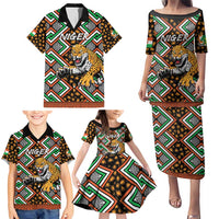 Personalized Niger Family Matching Puletasi and Hawaiian Shirt Leopard Ankara African Pattern - Wonder Print Shop