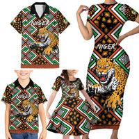 Personalized Niger Family Matching Short Sleeve Bodycon Dress and Hawaiian Shirt Leopard Ankara African Pattern - Wonder Print Shop
