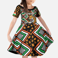 Personalized Niger Kid Short Sleeve Dress Leopard Ankara African Pattern - Wonder Print Shop