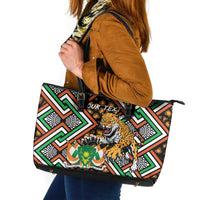 Personalized Niger Leather Tote Bag Leopard Ankara African Pattern - Wonder Print Shop