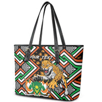 Personalized Niger Leather Tote Bag Leopard Ankara African Pattern - Wonder Print Shop