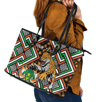 Personalized Niger Leather Tote Bag Leopard Ankara African Pattern - Wonder Print Shop