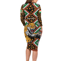 Personalized Niger Long Sleeve Bodycon Dress Leopard Ankara African Pattern - Wonder Print Shop