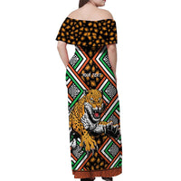 Personalized Niger Off Shoulder Maxi Dress Leopard Ankara African Pattern - Wonder Print Shop