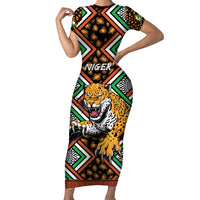 Personalized Niger Short Sleeve Bodycon Dress Leopard Ankara African Pattern - Wonder Print Shop