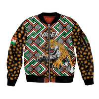 Personalized Niger Sleeve Zip Bomber Jacket Leopard Ankara African Pattern - Wonder Print Shop