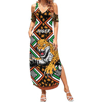 Personalized Niger Summer Maxi Dress Leopard Ankara African Pattern - Wonder Print Shop