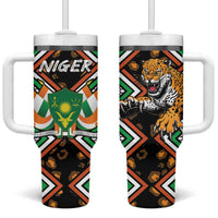 Niger Tumbler With Handle Leopard Ankara African Pattern - Wonder Print Shop