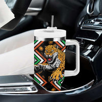Niger Tumbler With Handle Leopard Ankara African Pattern - Wonder Print Shop