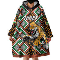 Personalized Niger Wearable Blanket Hoodie Leopard Ankara African Pattern - Wonder Print Shop