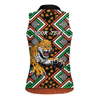Personalized Niger Women Sleeveless Polo Shirt Leopard Ankara African Pattern - Wonder Print Shop