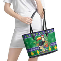 Brazil Christmas Leather Tote Bag Toco Toucan Feliz Natal - Wonder Print Shop