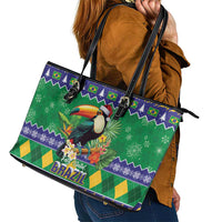 Brazil Christmas Leather Tote Bag Toco Toucan Feliz Natal - Wonder Print Shop