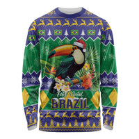 Brazil Christmas Long Sleeve Shirt Toco Toucan Feliz Natal - Wonder Print Shop
