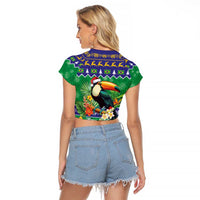 Brazil Christmas Raglan Cropped T Shirt Toco Toucan Feliz Natal - Wonder Print Shop