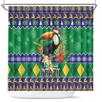 Brazil Christmas Shower Curtain Toco Toucan Feliz Natal
