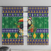 Brazil Christmas Window Curtain Toco Toucan Feliz Natal - Wonder Print Shop