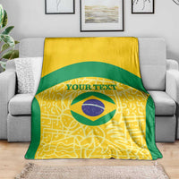 Custom Brazil Football Blanket Vamos Selecao - Yellow