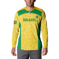 Custom Brazil Football Button Sweatshirt Vamos Selecao - Yellow - Wonder Print Shop