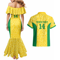Custom Brazil Football Couples Matching Mermaid Dress and Hawaiian Shirt Vamos Selecao - Yellow - Wonder Print Shop