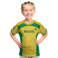 Custom Brazil Football Kid T Shirt Vamos Selecao - Yellow - Wonder Print Shop