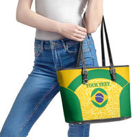 Custom Brazil Football Leather Tote Bag Vamos Selecao - Yellow - Wonder Print Shop