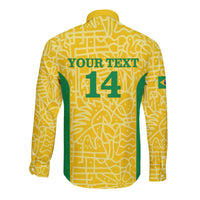 Custom Brazil Football Long Sleeve Button Shirt Vamos Selecao - Yellow - Wonder Print Shop