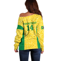 Custom Brazil Football Off Shoulder Sweater Vamos Selecao - Yellow - Wonder Print Shop