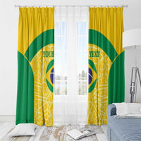 Custom Brazil Football Window Curtain Vamos Selecao - Yellow - Wonder Print Shop