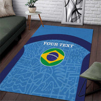 Custom Brazil Football Area Rug Vamos Selecao - Blue - Wonder Print Shop