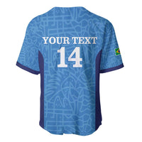 Custom Brazil Football Baseball Jersey Vamos Selecao - Blue - Wonder Print Shop