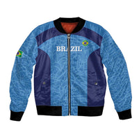 Custom Brazil Football Bomber Jacket Vamos Selecao - Blue - Wonder Print Shop