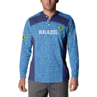 Custom Brazil Football Button Sweatshirt Vamos Selecao - Blue - Wonder Print Shop