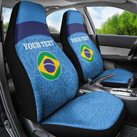 Custom Brazil Football Car Seat Cover Vamos Selecao - Blue - Wonder Print Shop