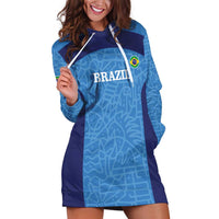 Custom Brazil Football Hoodie Dress Vamos Selecao - Blue - Wonder Print Shop