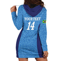 Custom Brazil Football Hoodie Dress Vamos Selecao - Blue - Wonder Print Shop