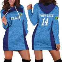 Custom Brazil Football Hoodie Dress Vamos Selecao - Blue - Wonder Print Shop