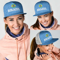 Brazil Football Mesh Trucker Cap Vamos Selecao - Blue