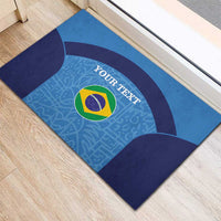 Custom Brazil Football Rubber Doormat Vamos Selecao - Blue - Wonder Print Shop
