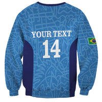 Custom Brazil Football Sweatshirt Vamos Selecao - Blue - Wonder Print Shop